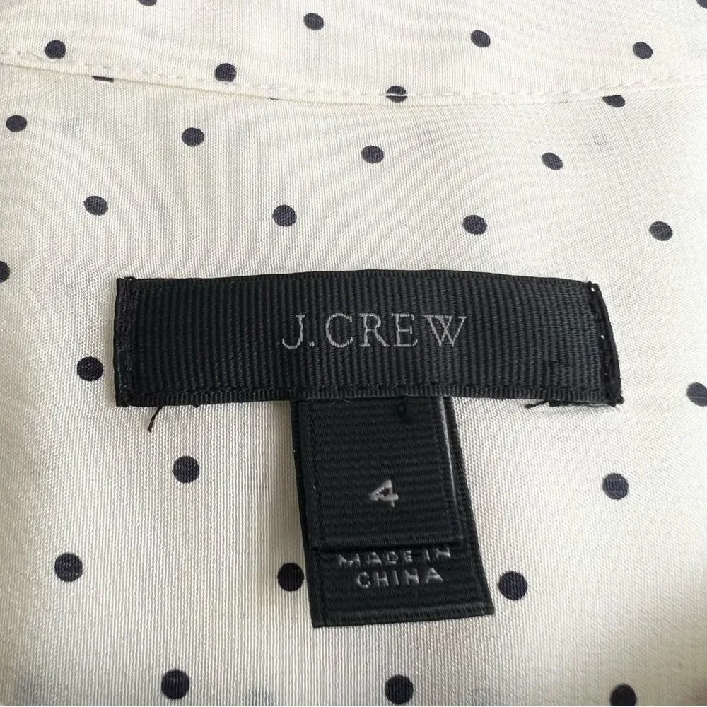 J. Crew Silk Sleeveless Vintage Polka Dot Cream and Black Skirt Dress Size 4